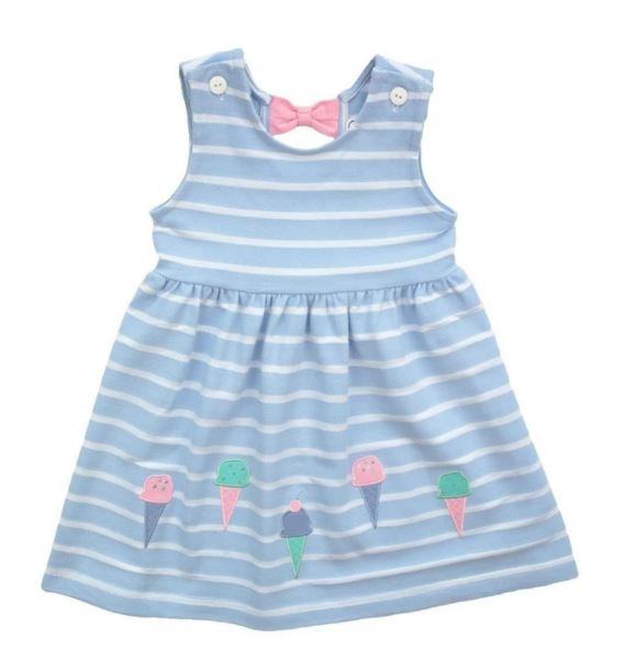 Stripe Pique Knit Dress with Ice Cream Cones