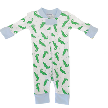 Load image into Gallery viewer, Tiny Alligator Blue Zipped Pajamas
