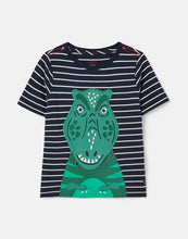 Load image into Gallery viewer, Zipadee Shorty Sleeve Artwork T-Shirt Striped Dino