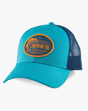 Load image into Gallery viewer, Southern Tide Bass Bite Patch Trucker Hat Low Tide Blue