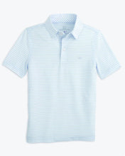 Load image into Gallery viewer, Short Sleeve Driver Tremlett Striped Performance Polo Shirt Iced Aqua